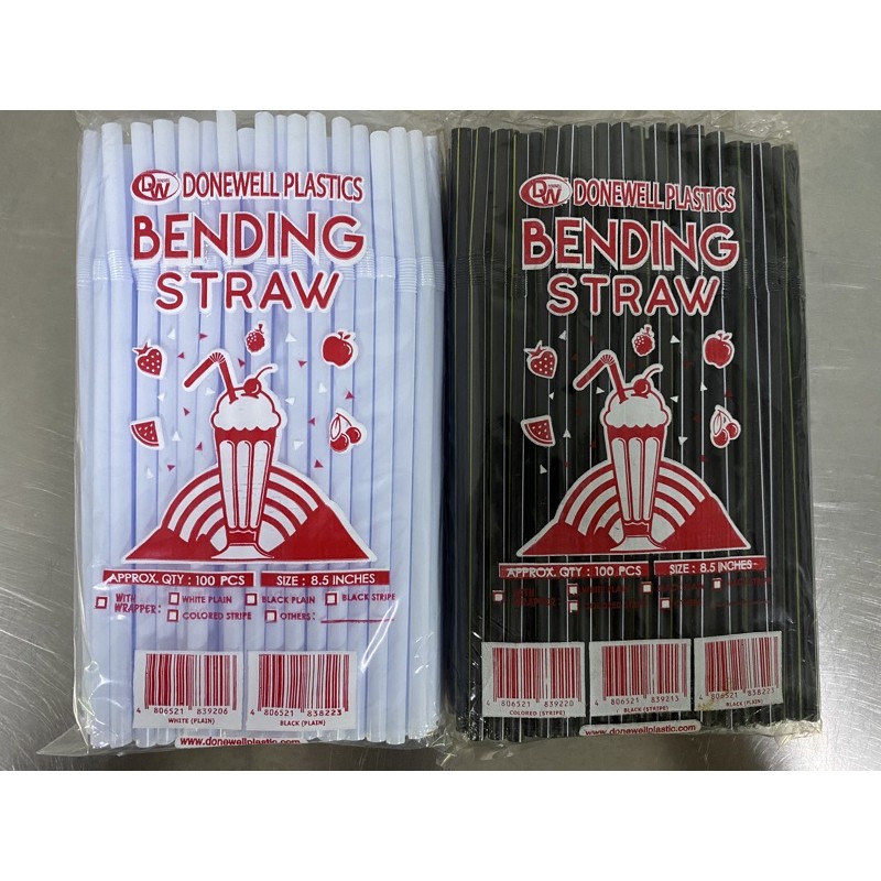 Bending Plastic Straw Black and White Color 100pcs Shopee Philippines