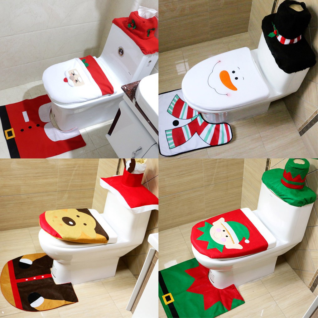 Christmas Decoration Toilet Seat Cover Rug Tissue Cover