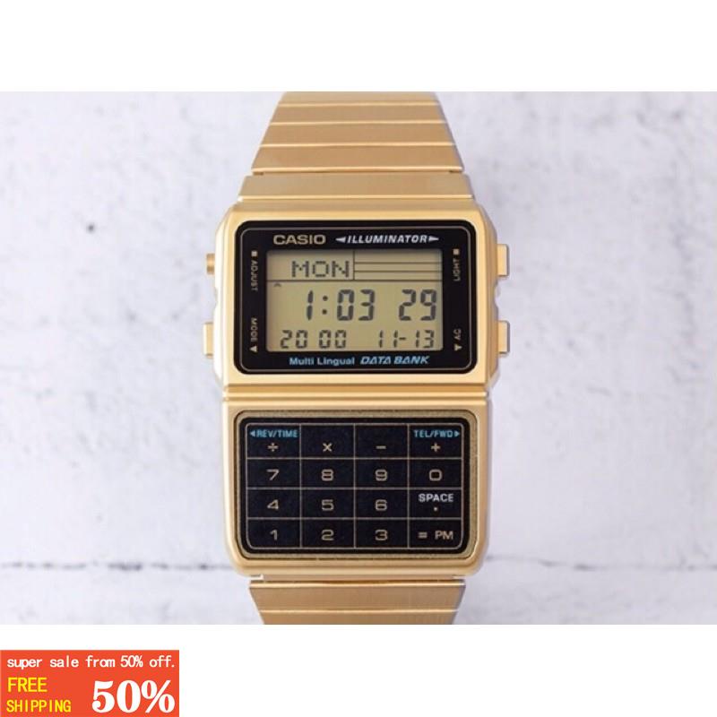 Casio DBC-611G-1DF Data Bank Calculator Watch  DBC-611G-1D Digital Quartz DBC611G Gold Tone DBC611