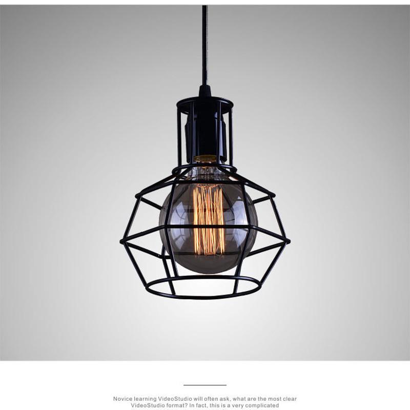 Nordic loft retro Iron cage pendant light modern light fixture American Industrial vintage Lamp #4