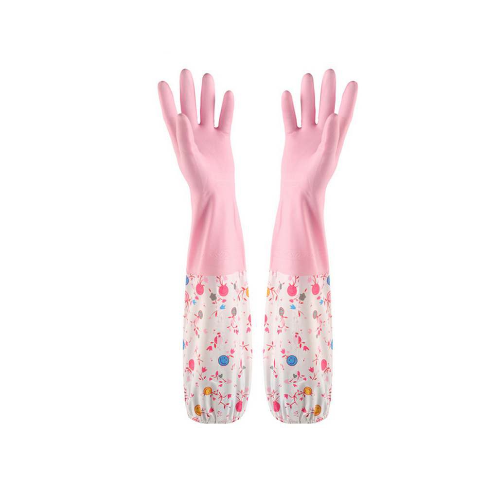 pink cleaning gloves