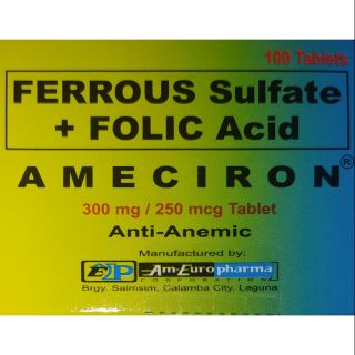 AMECIRON Ferrous Sulfate 100 Tablets DRP-3040 | Shopee Philippines