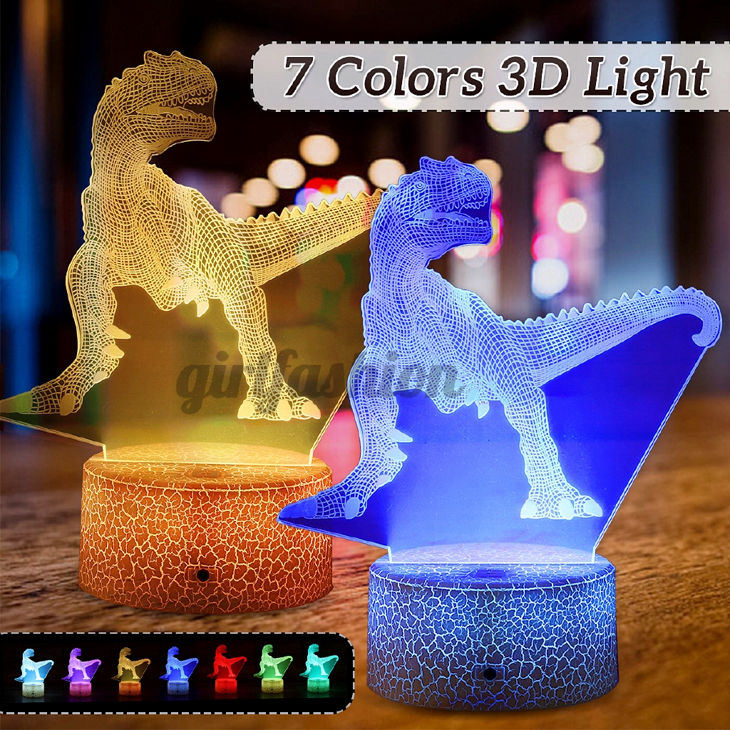 dinosaur 3d night light touch table desk lamp