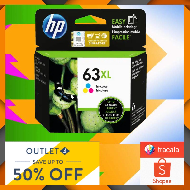 Hp 63xl High Yield Tri Color Original Ink Cartridge F6u63an Shopee