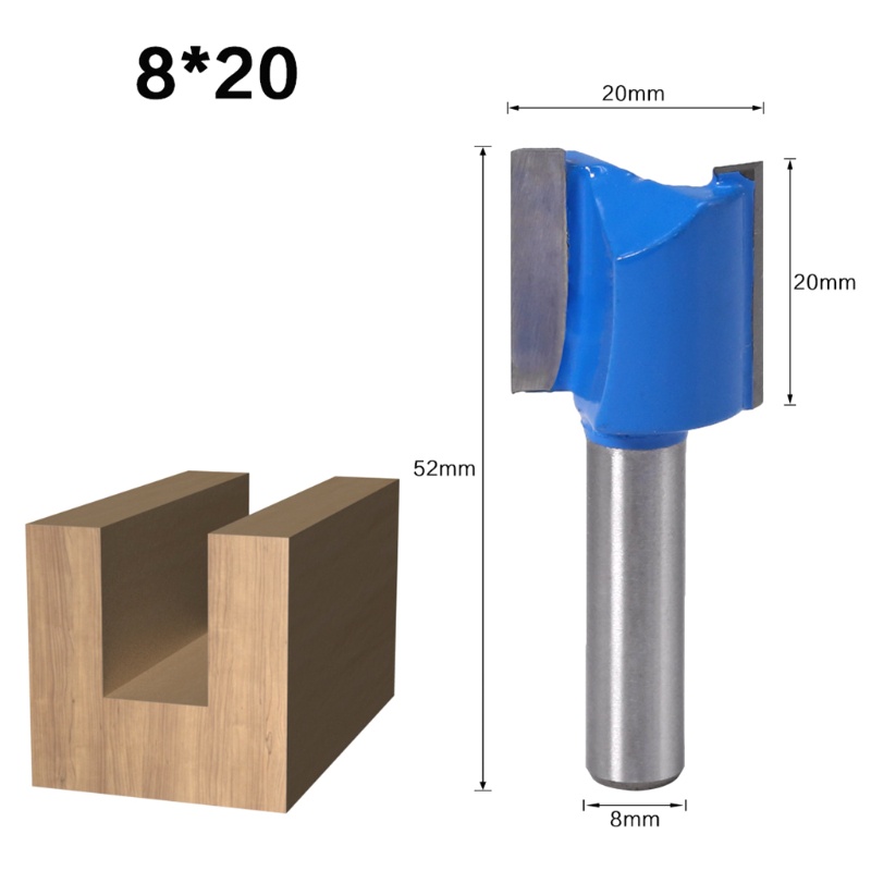 PCF* 7x 8mm Shank Straight Woodworking Router Bit Set Dia 6mm-20mm for Lathe Machine