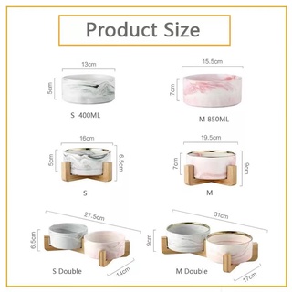 Marble Ceramic Double Bowl For Dog Cat Puppy Water Food Drinking Feeder Small Animal Dispenser Multi #6
