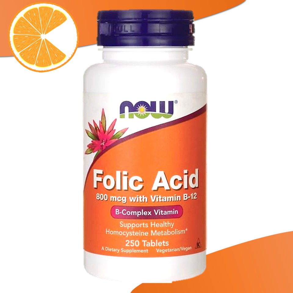 Now Folic Acid 800mcg with Vitamin B12 250 Tablets | Shopee Philippines