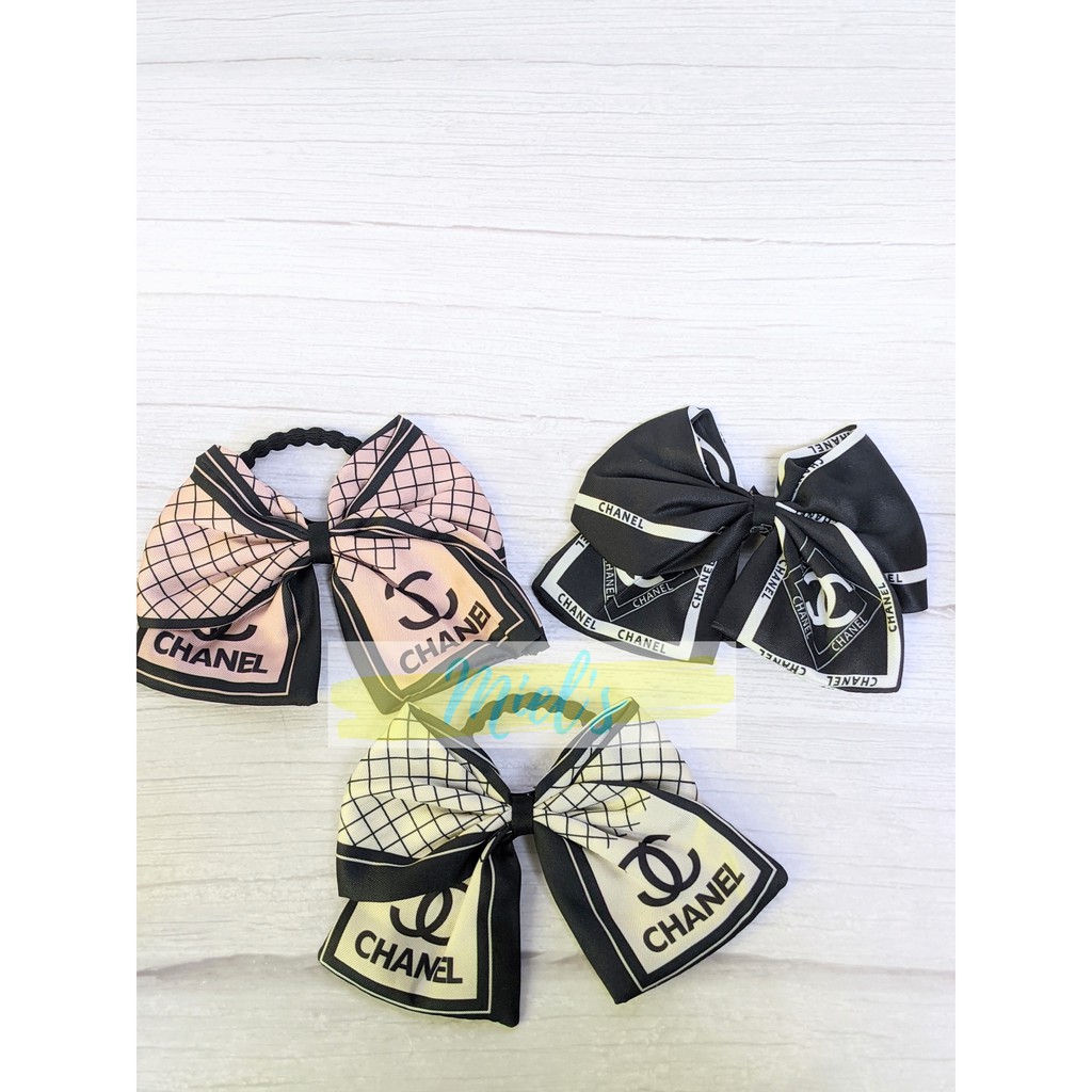 Chanel Ribbon Hair Tie Bow Headgear Hair Pony Tail | Shopee Philippines