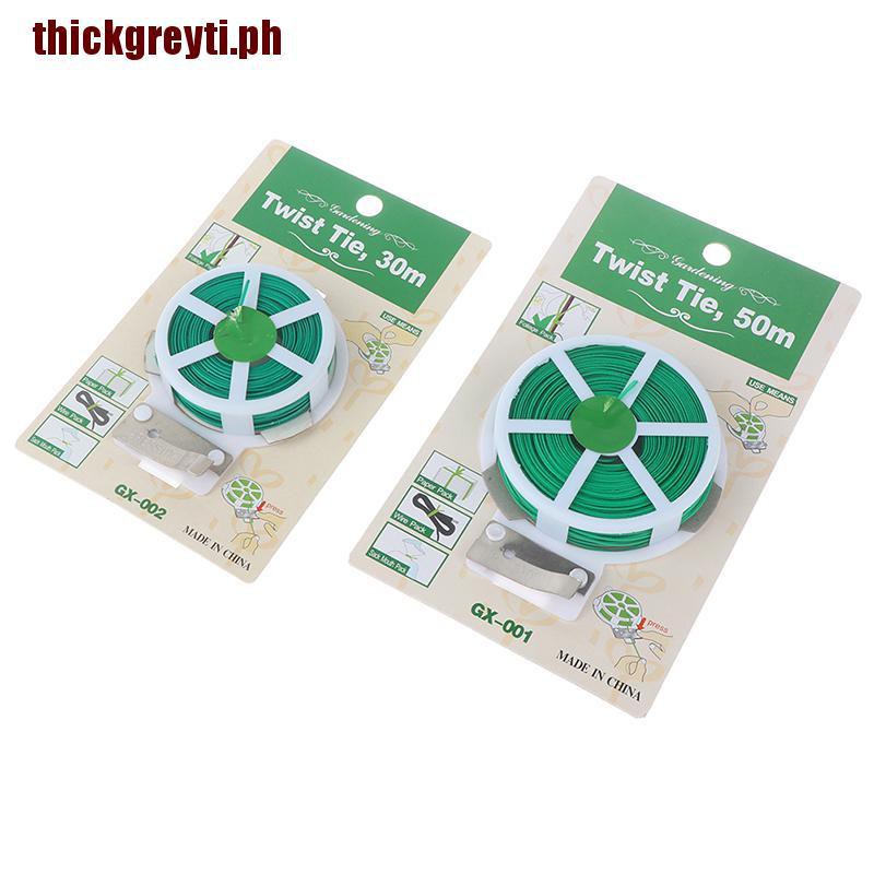 30M//50M Plant Twist Tie with Cutter Sturdy Green Coated Wire for Gardening Home