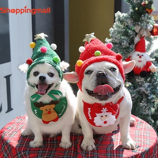 Christmas Dog Hat Pet Cap Scarf Bandana Bibs/ Santa Elk Cute Cosplay Costume Outfit For Small Medium Puppy Cats Headgear