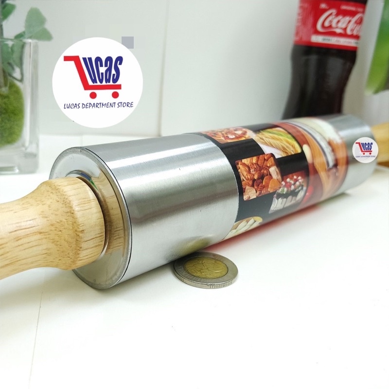Stainless steel drum with wooden handle Rolling Pin Baking Tool Dough Rollers DOUGH ROLLER