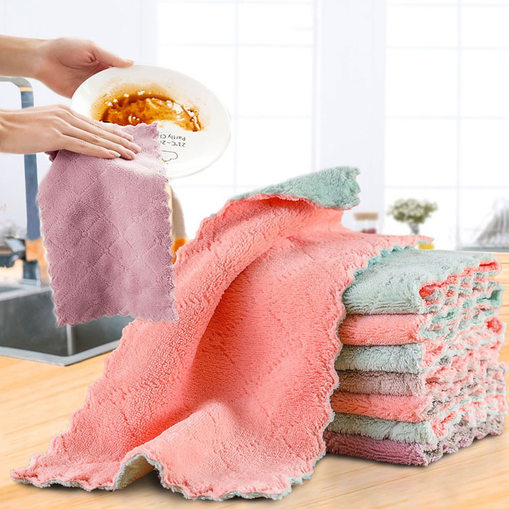 Magic Microfiber Double Sided Absorbent Kitchen Cleaning Rag Dish Cloth ...