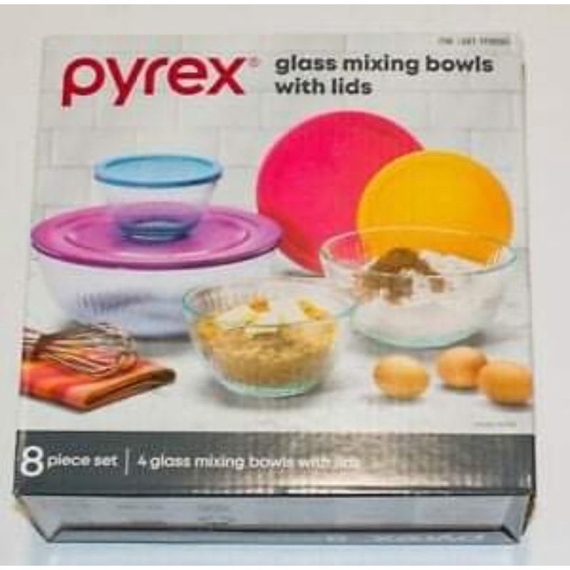 Pyrex Sculpted Glass Mixing Bowls With Lids 8 Piece Set Shopee Philippines