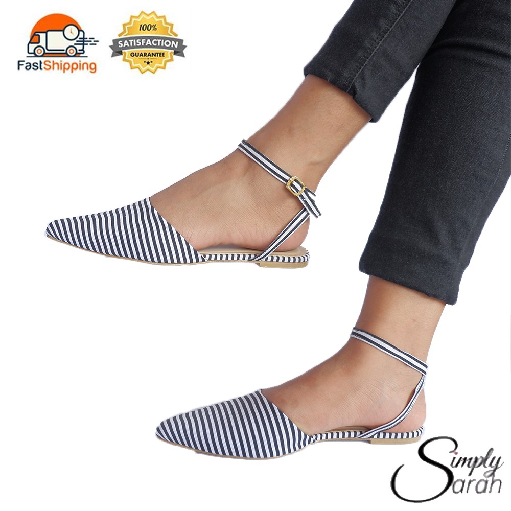 Marikina Remy Pointed Flat Shoes with Strap Pinoy Made ɴᴏᴛ Rubber Shoes