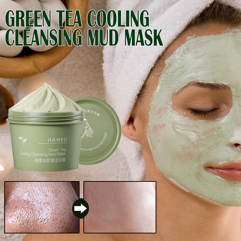 Green Tea Deep Cleansing Mud Mask Remove Blackheads Shrink Pores black
