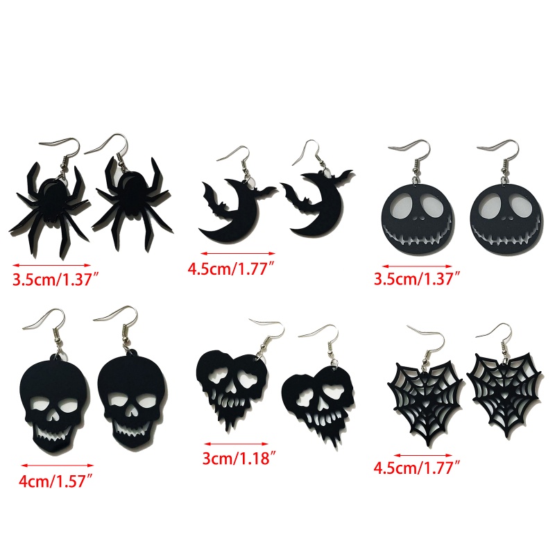 san* Skull Spider Earrings Smiling Face Pumpkin Bat Moon Earrings Girls Holiday