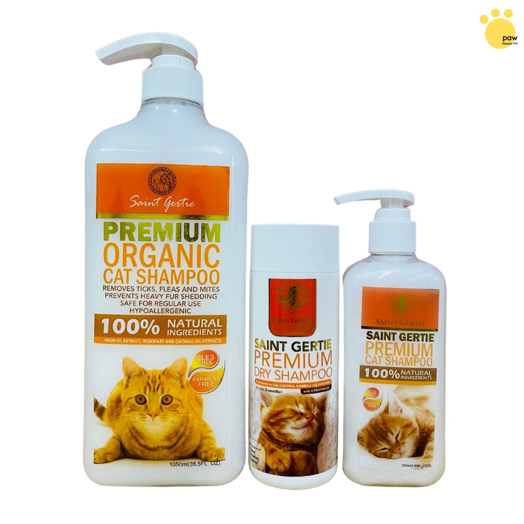 Saint Gertie Premium Organic Cat Shampoo 1050ml 250ml Dry Shampoo 128g St. Gertie Cat Shampoo