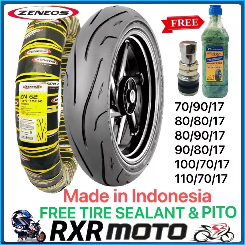 ZENEOS ZN62 MOTORCYCLE TIRE GULONG FREE TIRE SEALANT &PITO TUBELESS 70