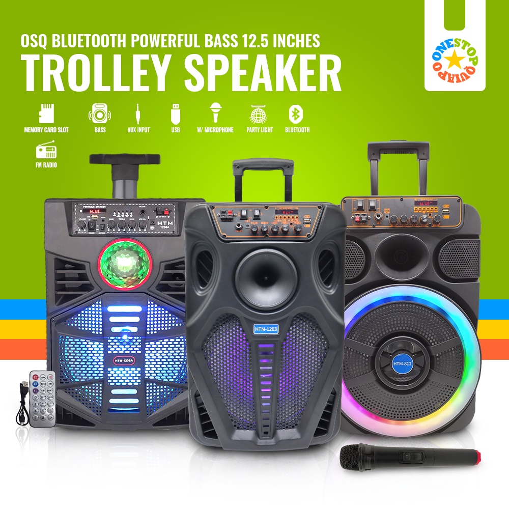OSQ Digital 12.5 inches Karaoke Trolley Bluetooth speaker with Wireless