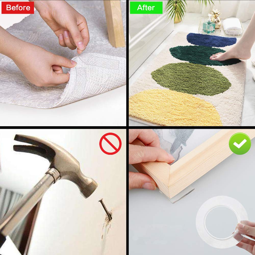 JS Nano Double Sided Tape, Removable Clear Gel Grip Tape, Reusable Traceless