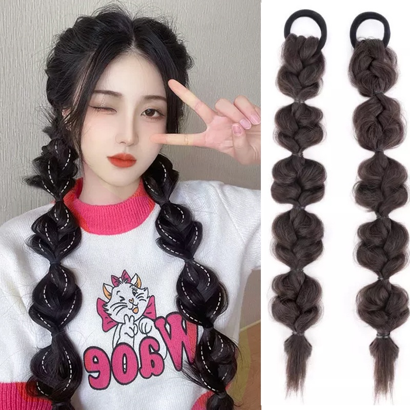 Fashion Bubble Ponytail Wig Braids Bubble Ponytail Wig 2 PCS Hair