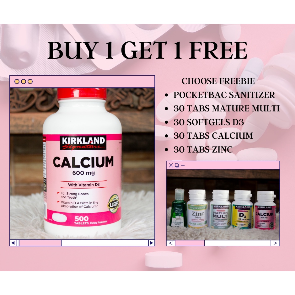 Kirkland Signature Calcium 600 mg with Vitamin D3 500 Tablets Shopee