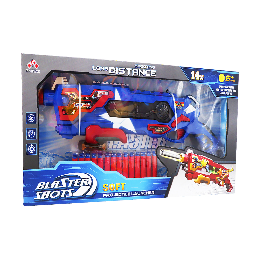 Summer Toys Long Distance Blaster Shots Toy Guns for Kids with 14 Foam ...