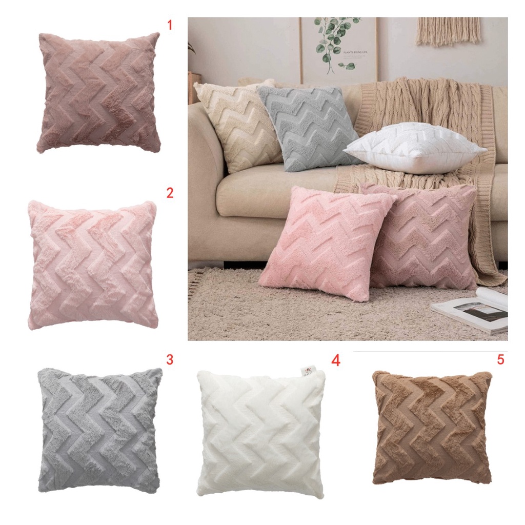 45*45cm/Wave velvet pillowcase solid color cushion cover decoration sofa home party soft square pill