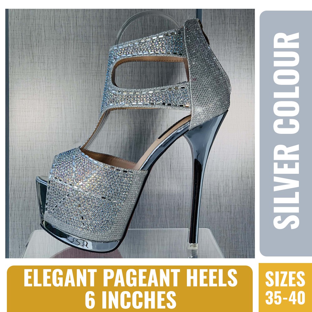 PAGEANT HEELS SILVER COLOUR 6 INCHES Shopee Philippines PAGEANT HEELS SILVER COLOUR 6 INCHES Shopee Philippines