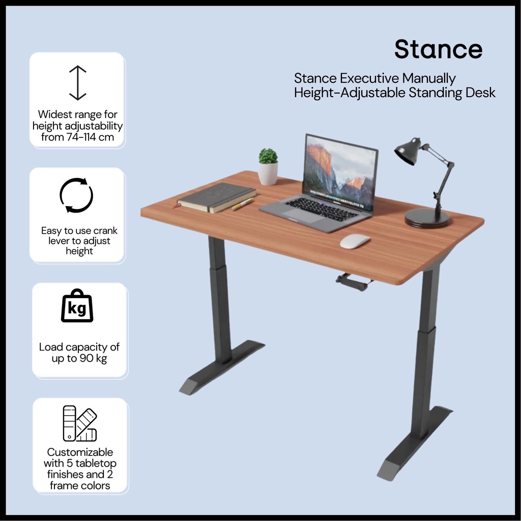 Stance Executive Manually Height-Adjustable Ergonomic Standing Desk ...