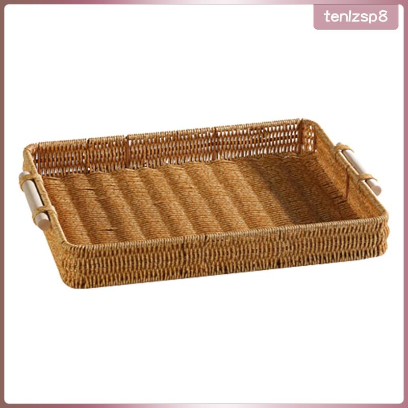 [Tenlzsp8] Imitation Rattan Woven Bread Baskets, Wicker Fruit Baskets
