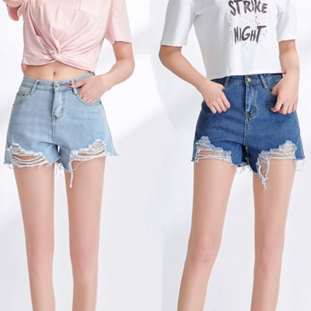 plus size ripped denim shorts