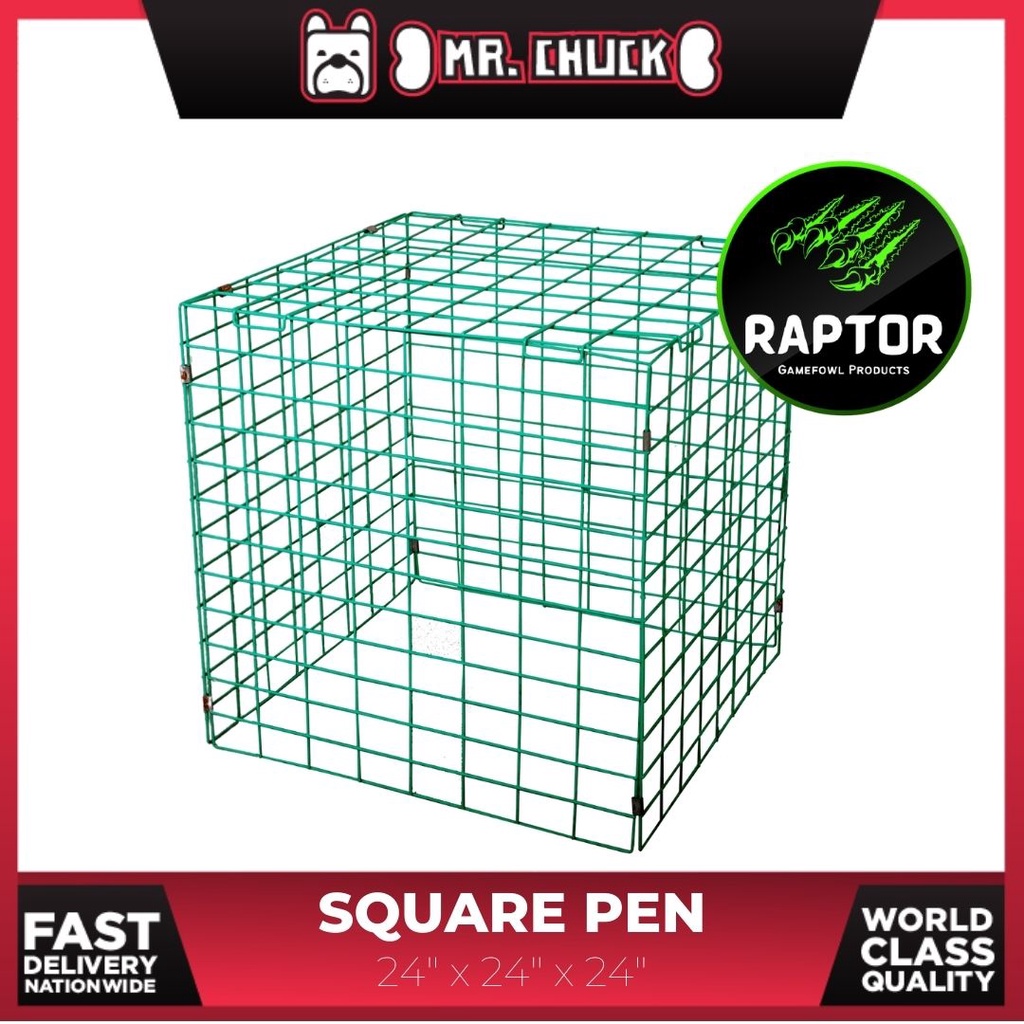 RAPTOR GAME FOWL PRODUCTS - SABONG / WORLD CLASS SQUARE PEN (LARGE) / CHICKEN / ROOSTER / MANOK CAGE #1