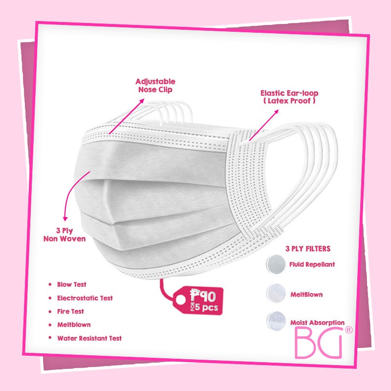 BROADWAY GEMS 3-Ply Disposable Surgical Face Masks ( White Color ...