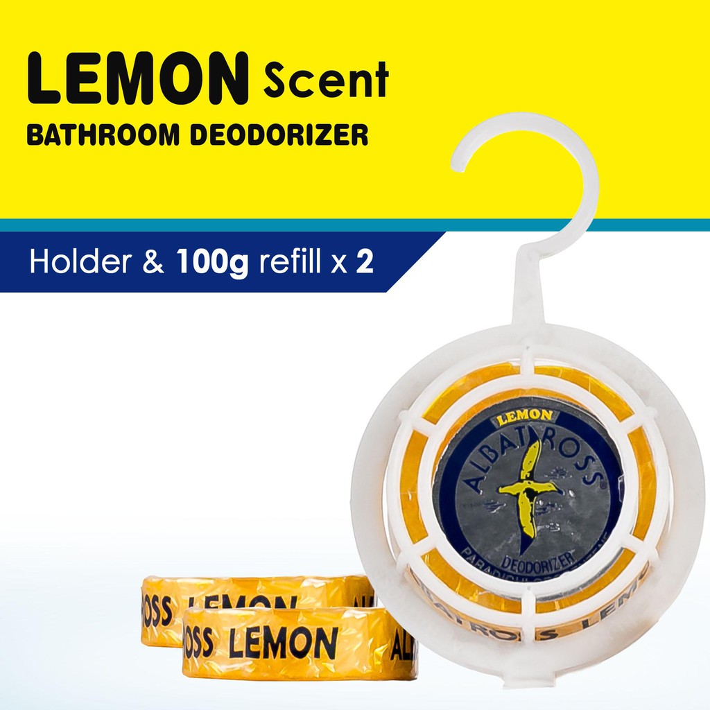 Albatross Bathroom Deodorizer Lemon 100g w/ Holder & Refill 2's Shopee Philippines