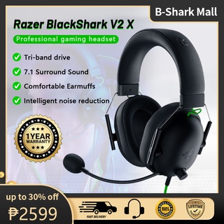 Razer BlackShark V2 X HyperClear Cardioid Mic Gaming Headphones TriForce 50mm Drivers