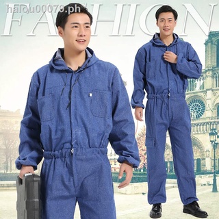 Hot sale❁┋✹Denim coveralls suits men s welding and auto repair spray paint dustproof tooling Denim coveralls for labor insurance
