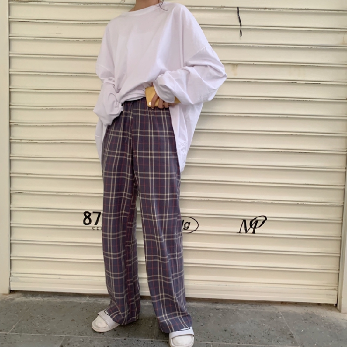 plaid loose pants