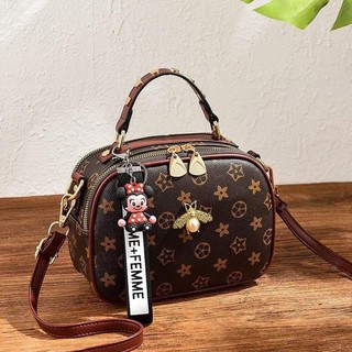 LV inspired Small Sling Leather Bag 2 Compartment Bag With Cute Key Chain | Shopee Philippines