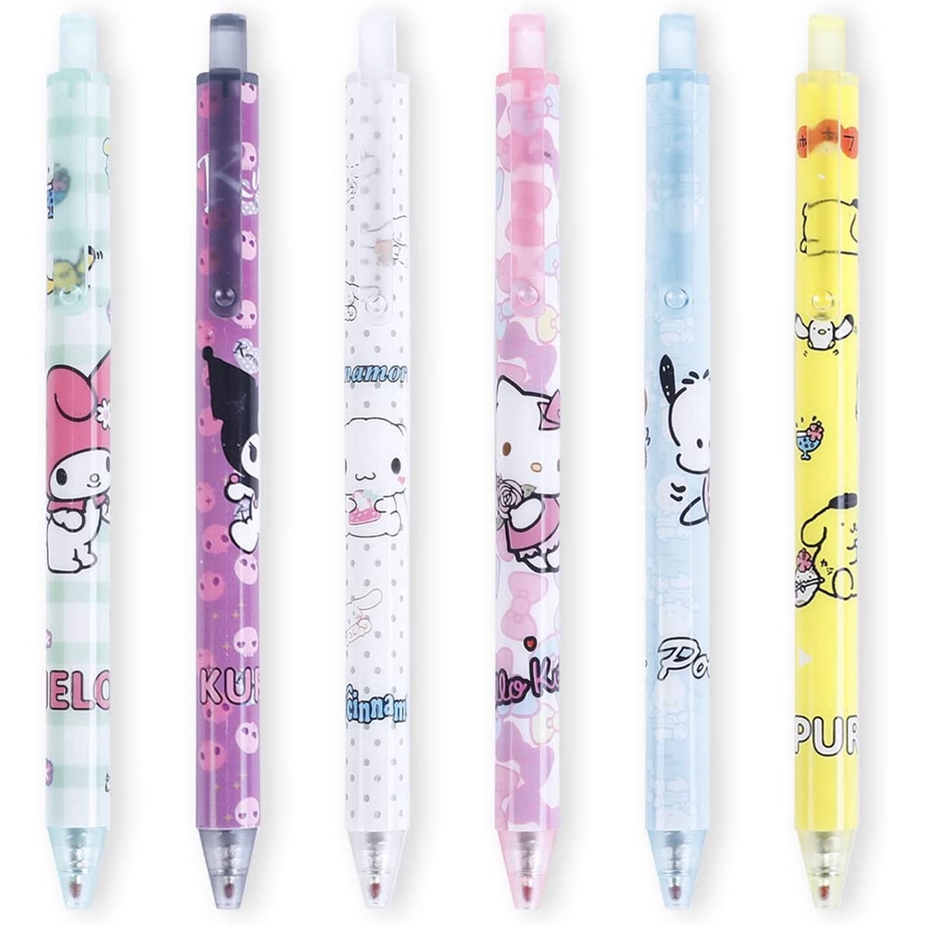 6 Pcs Kuromi Gel Pen Anime Pen Black Ink 0.5mm Ballpoint Pens School ...