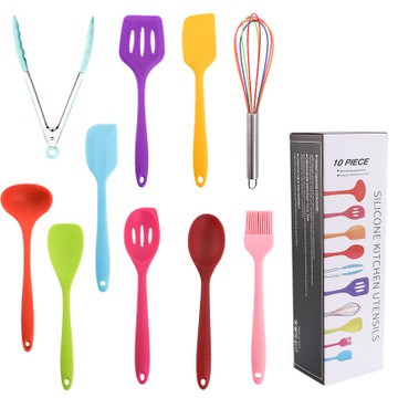 Silicone Kitchen Utensils Set 10 Pieces Multicolor Silicone Heat Resistant Non Stick Kitchen Cooking Tools Shopee Philippines