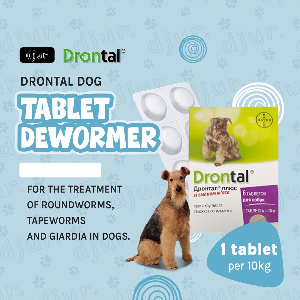 DRONTAL 1 Tablet Plus Tasty Dog Dewormer Tablets for Dogs (NO Sticker