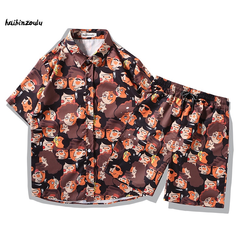 HAIBINZOULU Men's Short Sleeve Shirt Hawaiian Print Tops #3