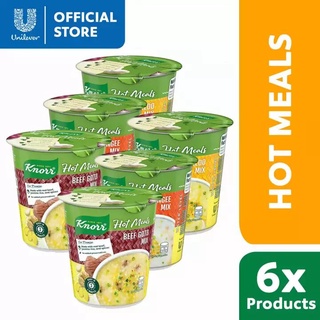 Knorr Instant Hot Meals Sampler Pack: Arroz Caldo 35g 2x, Pork Congee 35g 2x, and Beef Goto 35g 2x