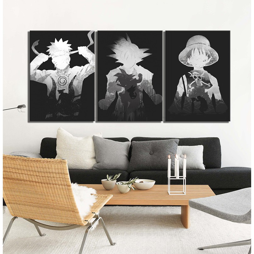 3 Pieces One Piece Naruto Luffy Wall Modern Art Home Canvas Decor Oil Painting Shopee Philippines