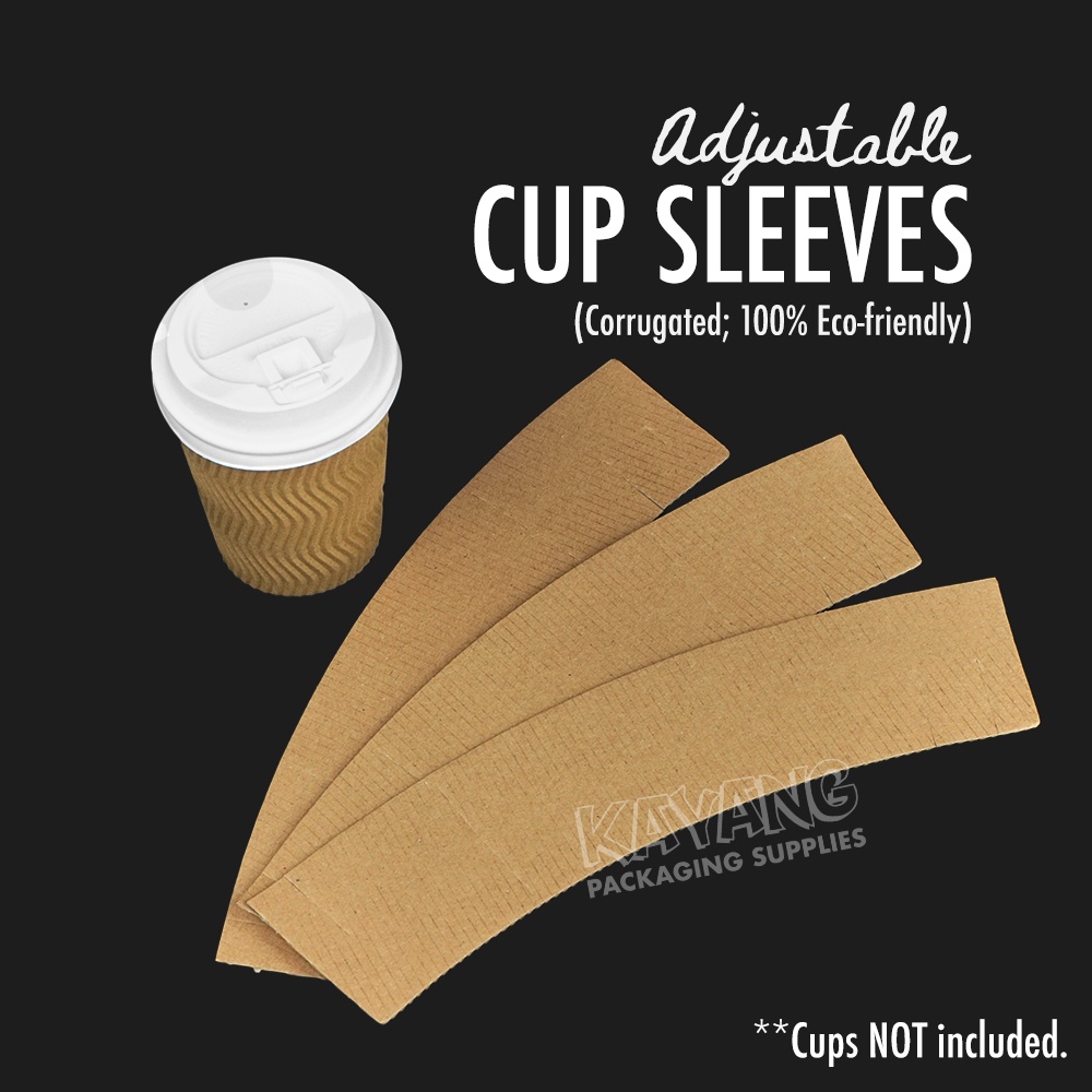 [50 pcs] Cup Sleeves / Coffee Sleeves, Kraft, Corrugated, Adjustable