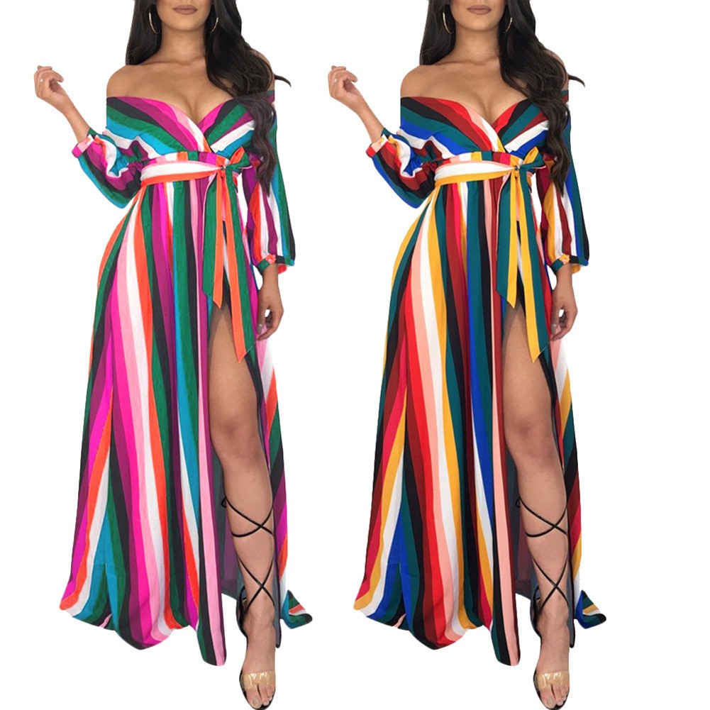 plus size rainbow maxi dress