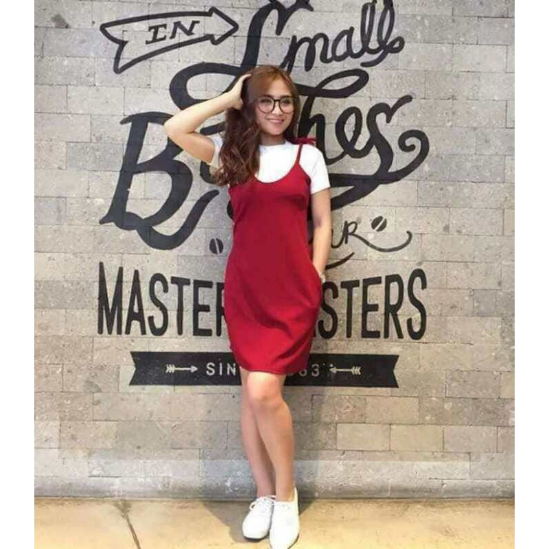 korean casual women apparel 2 in 1 jumper dress +white top | Shopee  Philippines