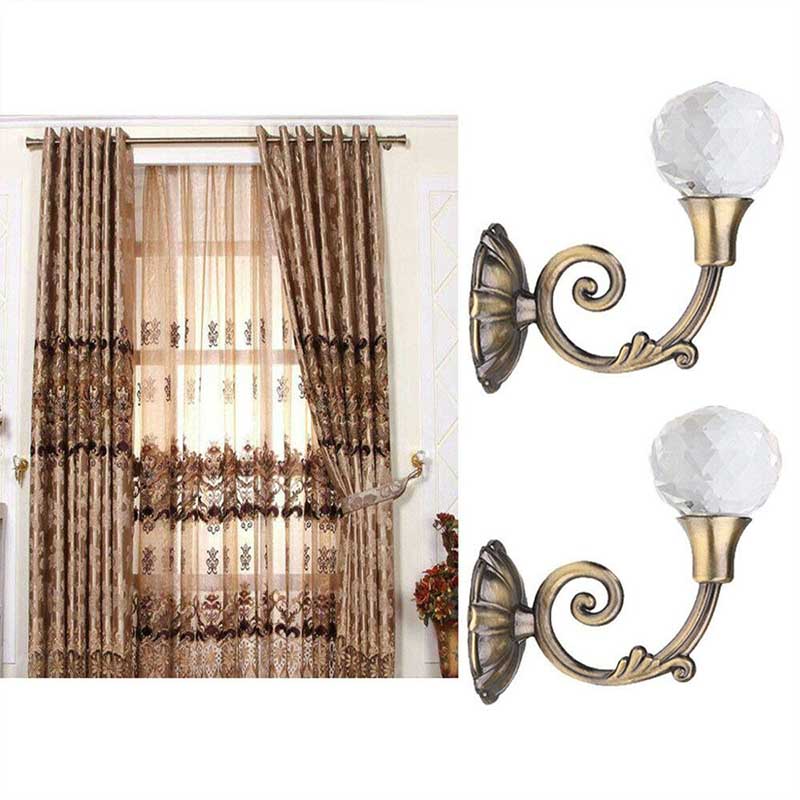 2pc Curtain Tie Back Hold Backs vintage small metal screw in curtain tie holder 