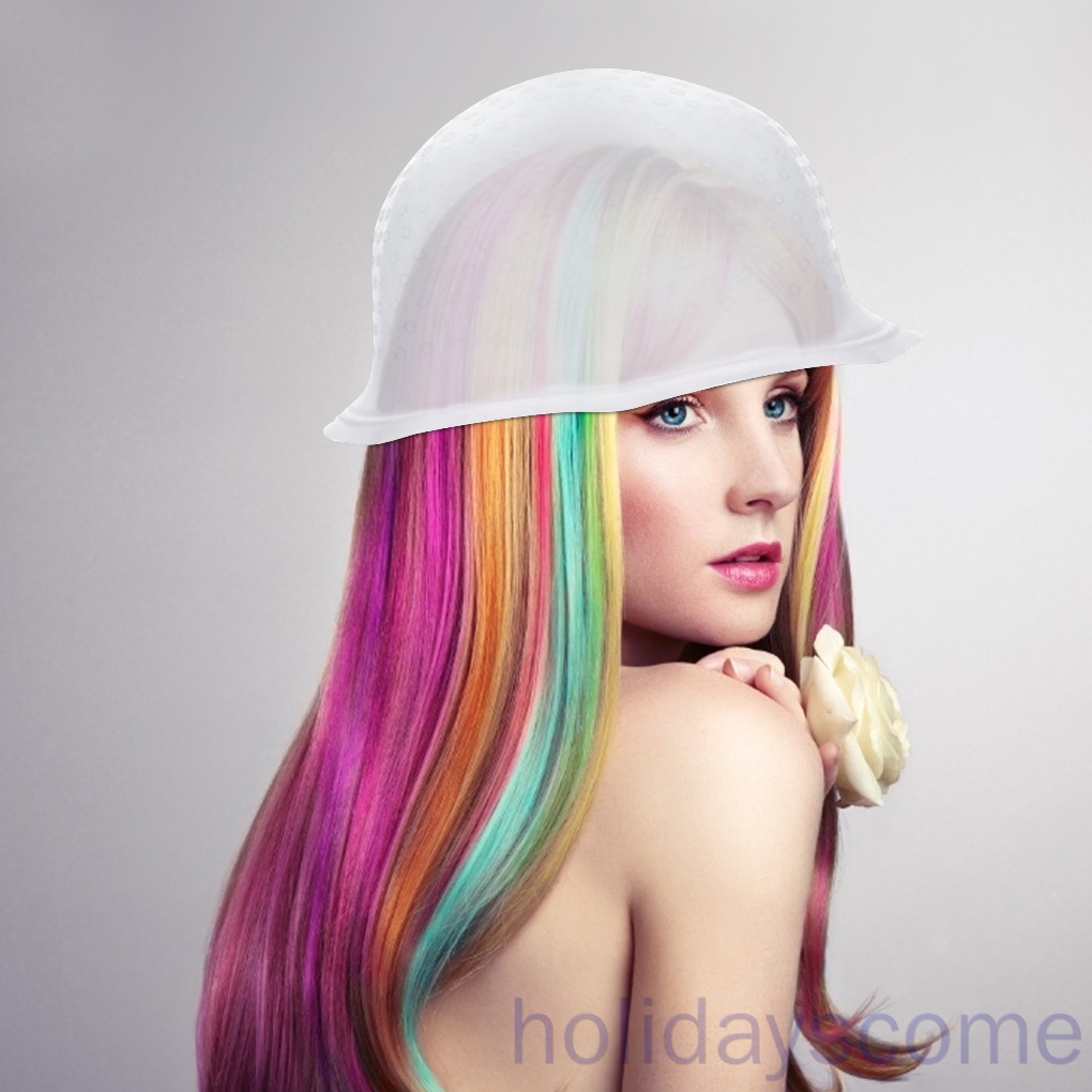 Silicone Highlight Cap Crochet, Reusable Hair Dye Capblue 国内発送